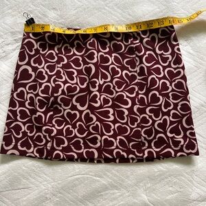 Heart Patterned Burgundy Skirt by Urban Outfitters Size S / Petite